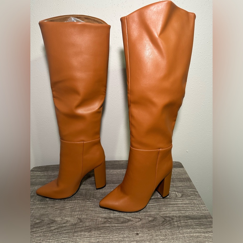 Cognac Brown Heel Boots